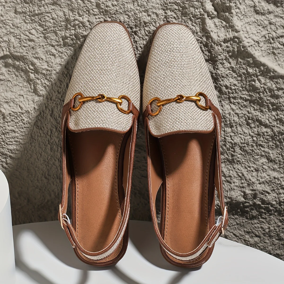 1 Pair: Beige Loafer Sandals